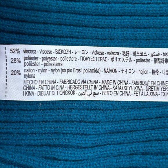 NWT Zara Turquoise Ribbed Cropped Mock Neck Sweater M NWT Viscose Blend Pullover - Picture 7 of 8